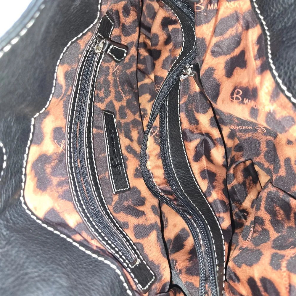 b. makowsky Large Multi Color Leather Hobo Bag in Beige, Black, Silver & Brown - Picture 11 of 14